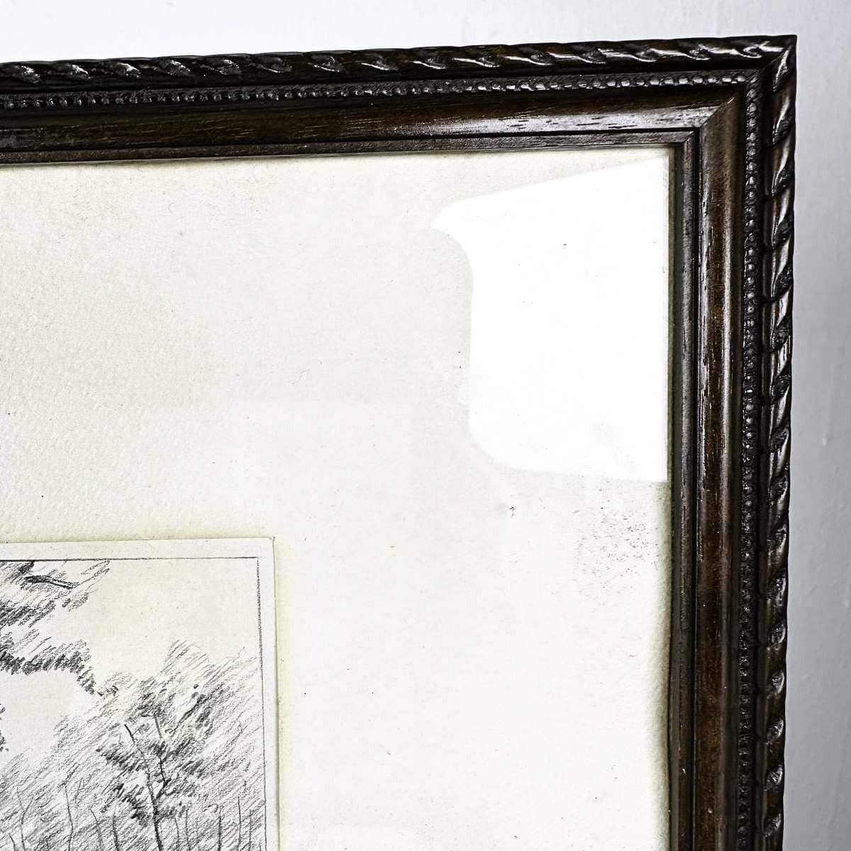 Vintage Paintings With Severe Pencil Drawings.C 4 Pieces photo vinterior