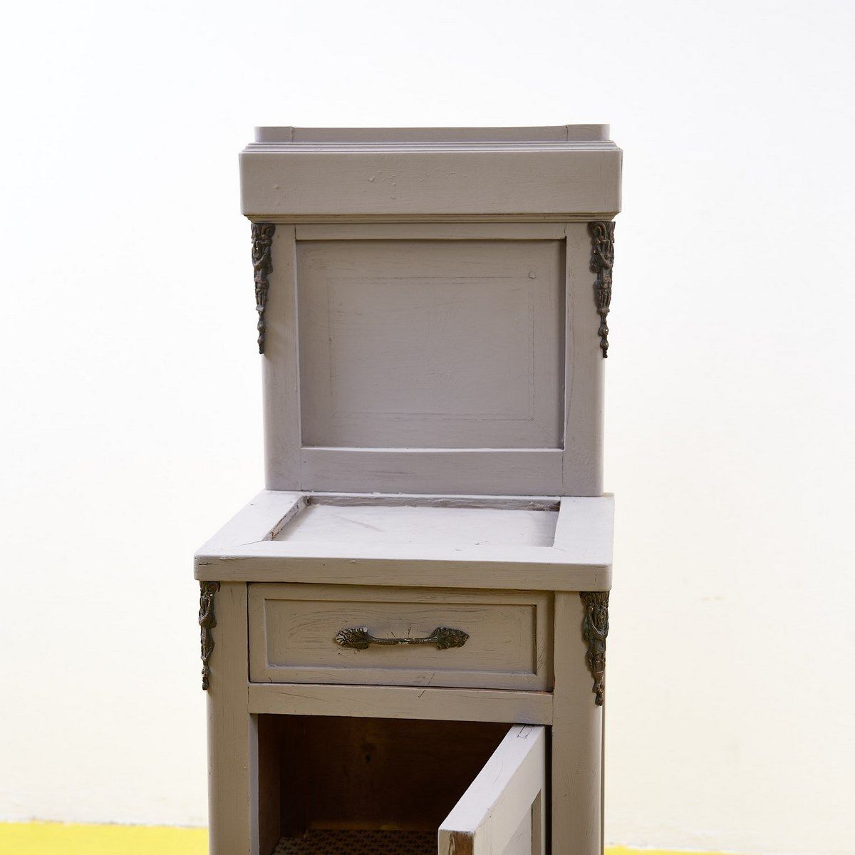 Pair Of Early 1900s Bedside Tables In Dove Grey Wood photo buy