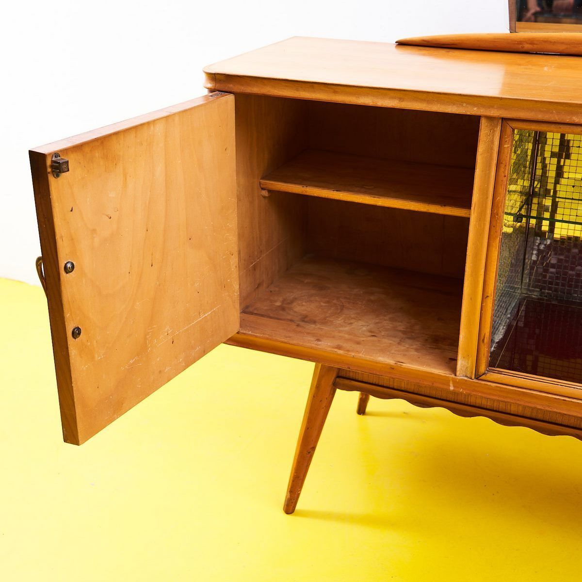 50's Light Wood Bar Sideboard With Mirror photo buy