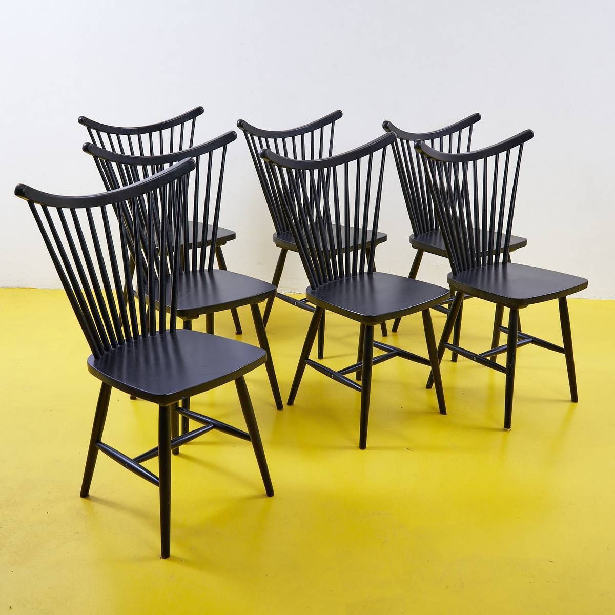 Vintage Black Wooden Chairs, 1990s
