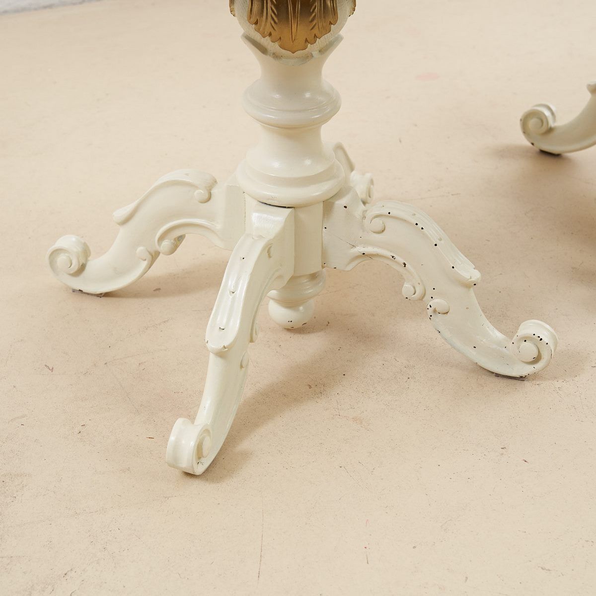 Pair Of White Lacquered Wooden Tables With Gold Details photo for sale