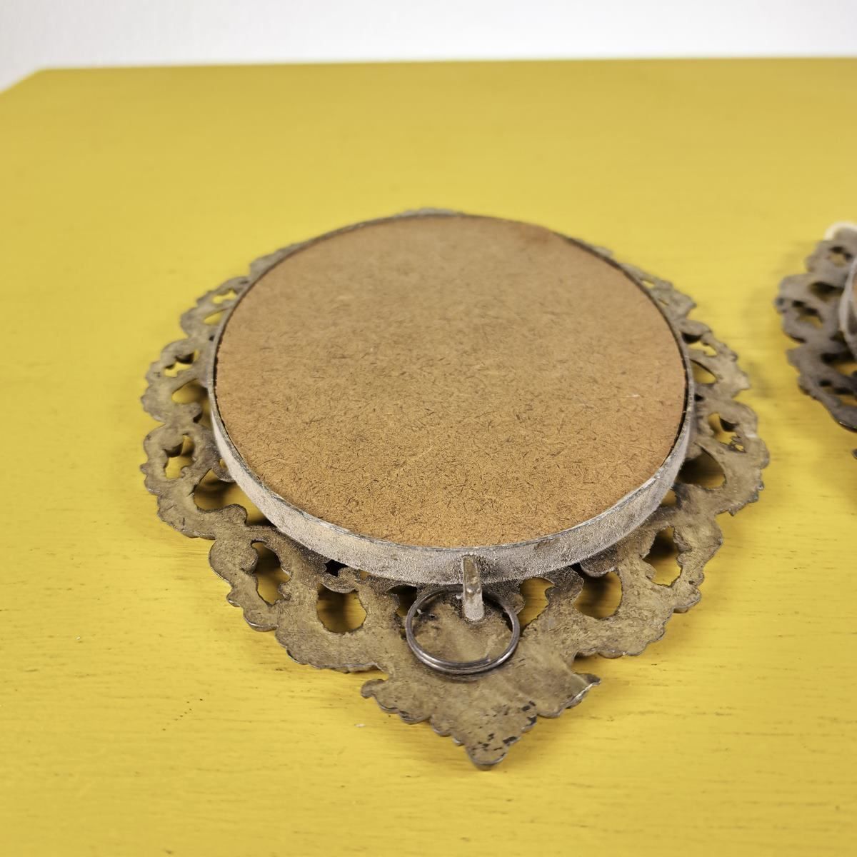Pair Of Vintage Metal Frames With Prints photo vintage