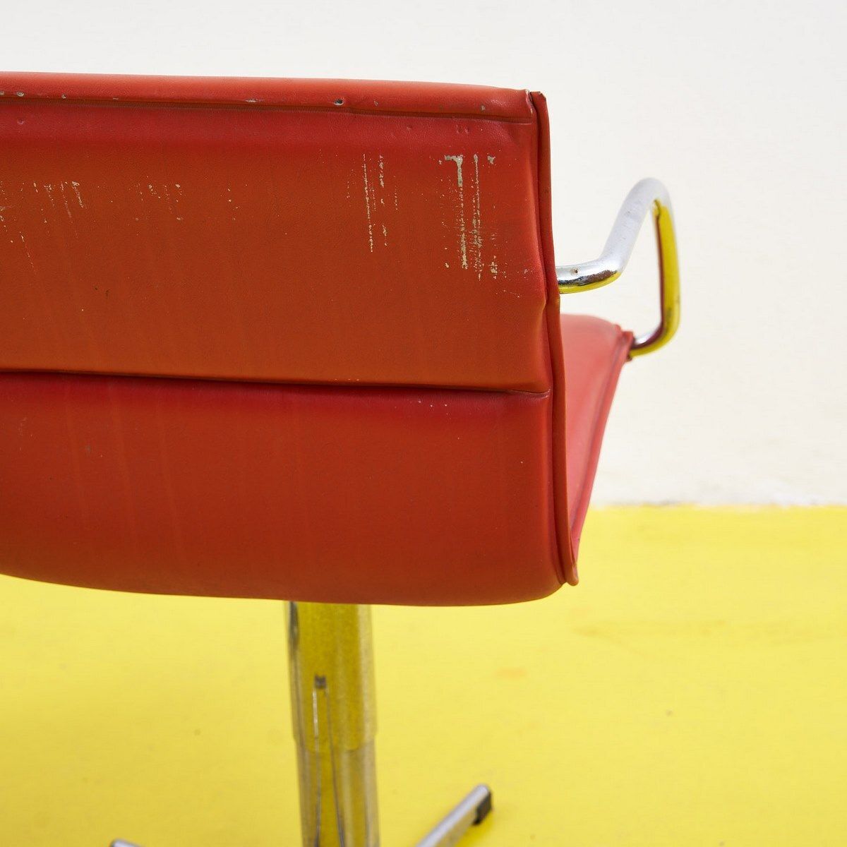 Pair Of Red Faux Leather Office Chairs photo vinterior