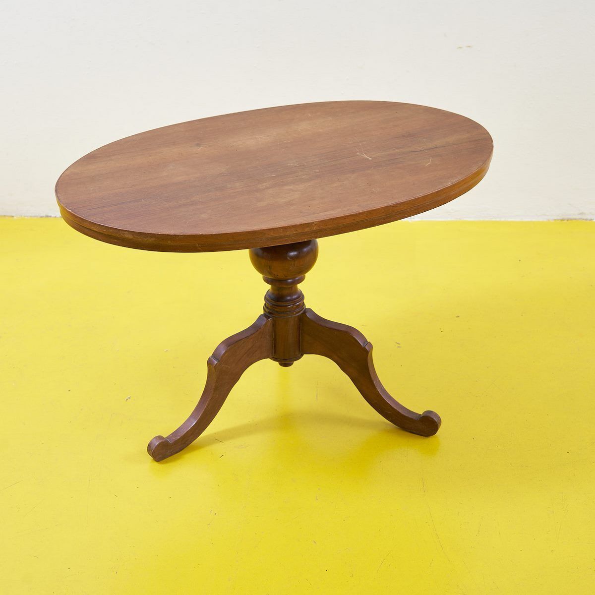 Oval Solid Wood Coffee Table, 1950s