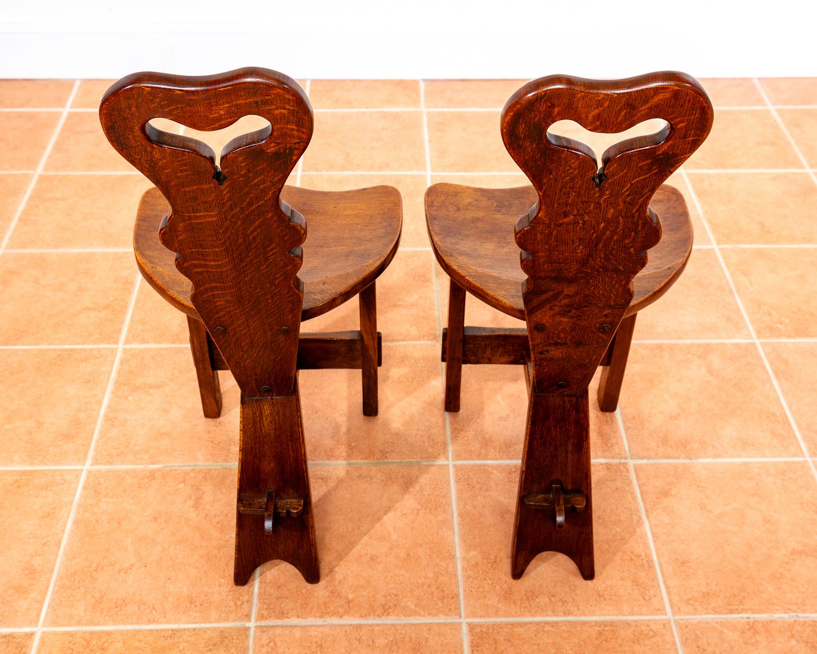 photo furniture Vintage Arts & Crafts Chairs Pair Hall Side Dining Chairs By Rupert Griffiths Rusti.C Cotswold School Traditiona.L Mission Craftsman Mid Century Mcm