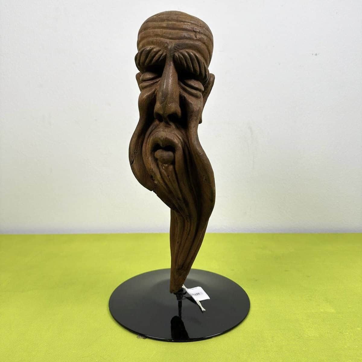 Vintage Sculpture Carved In Wood With Signature Rutilio