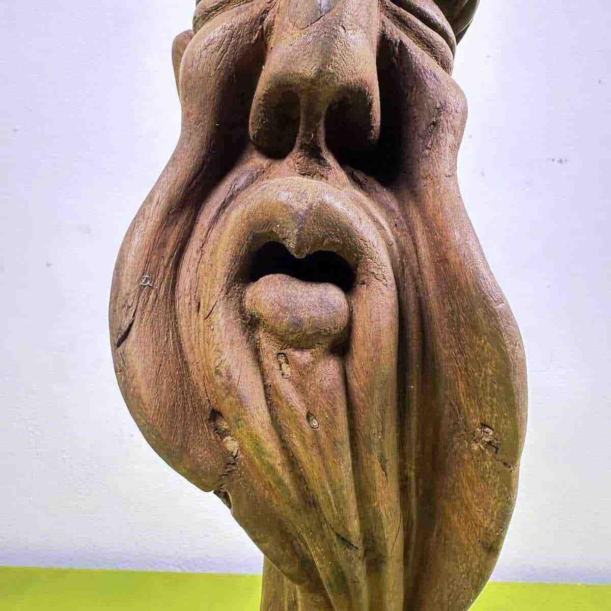 Vintage Sculpture Carved In Wood With Signature Rutilio photo for sale