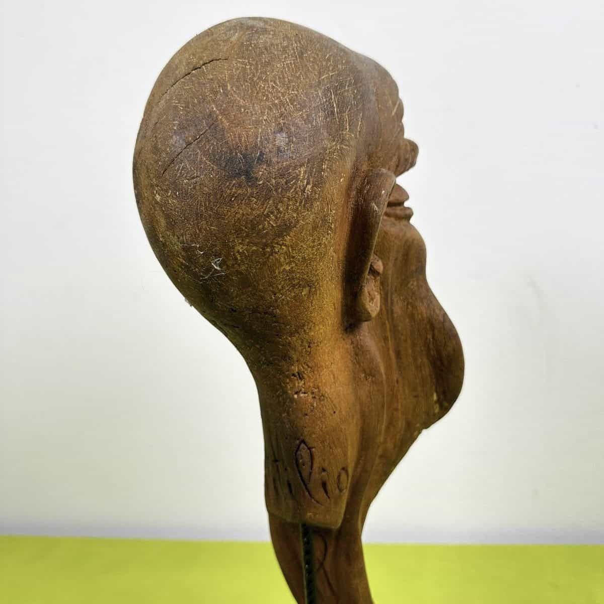Vintage Sculpture Carved In Wood With Signature Rutilio photo vintage