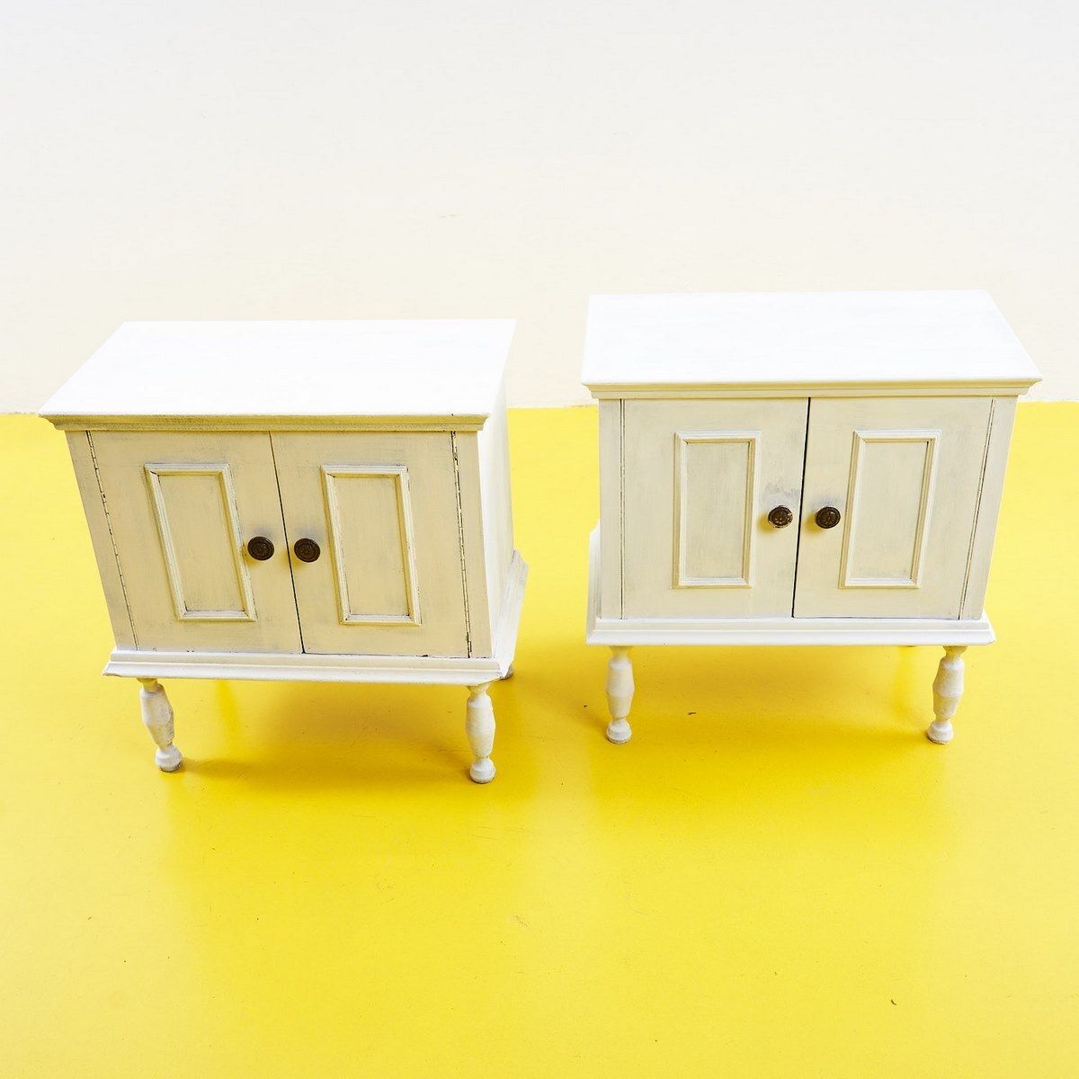Pair Of White Vintage Nightstands