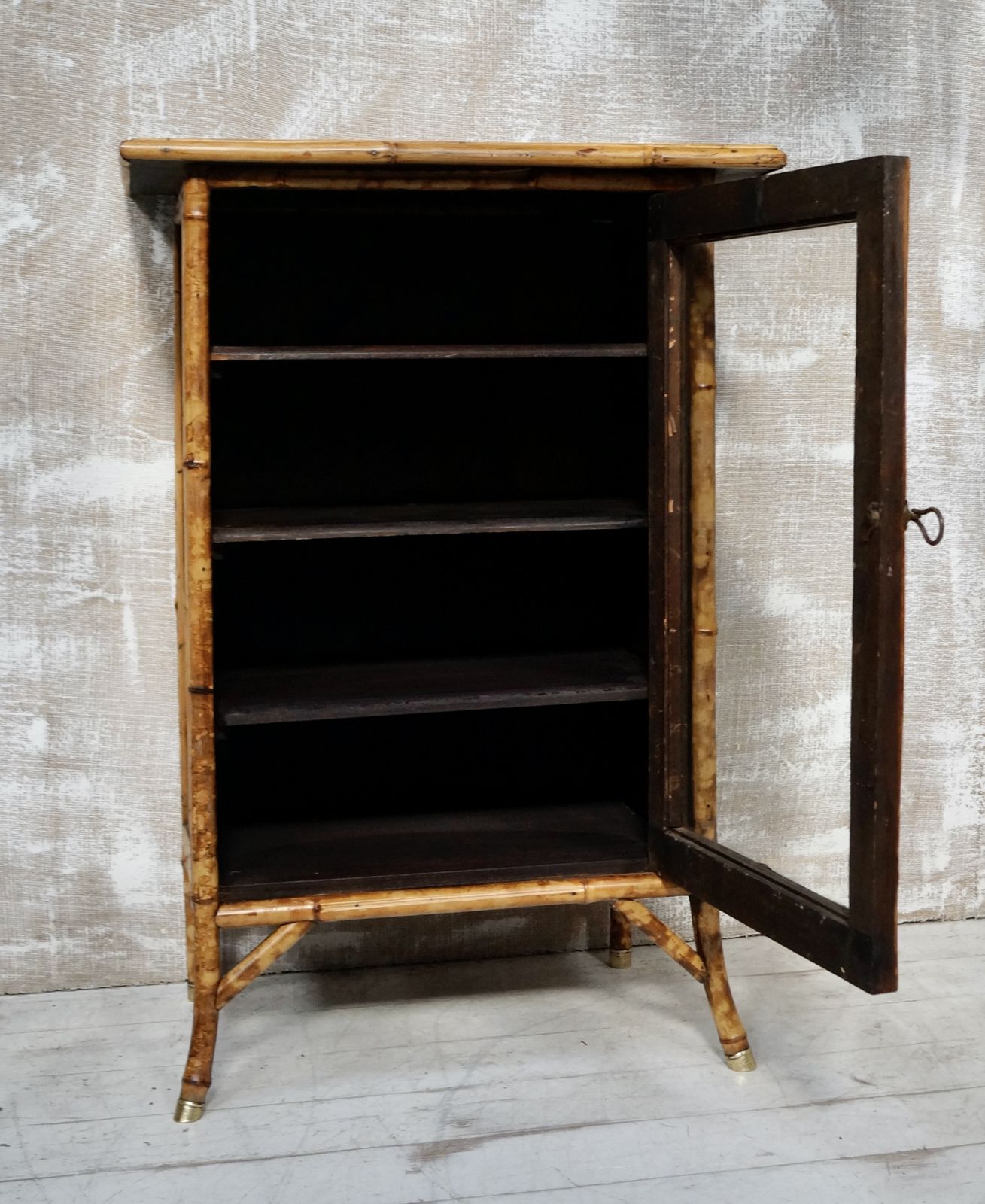 photo for sale Victorian W.F Needham’s Glazed Bamboo Cabinet