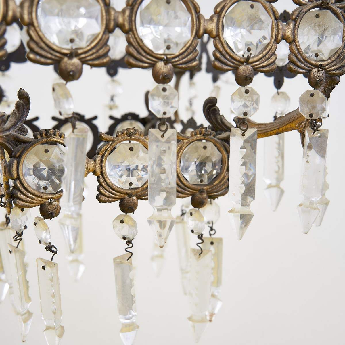 1930s Metal And Glass Chandelier photo for sale