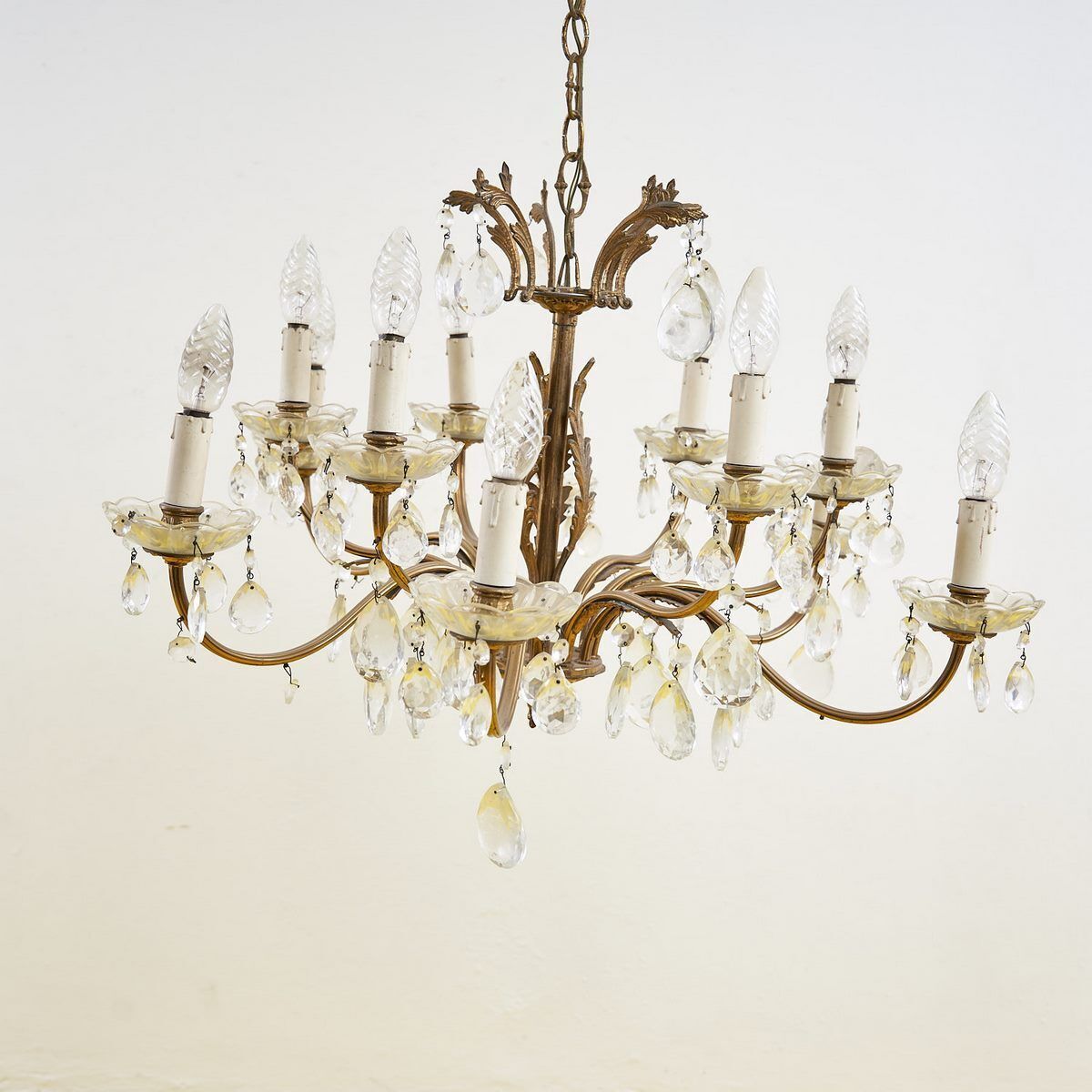 1940s Metal Chandelier With Glass Drops photo furniture