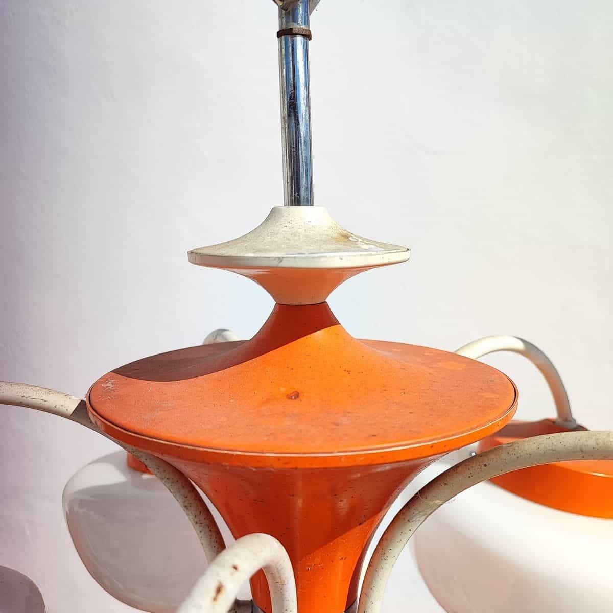 Beautiful 60s Opaline Glass Chandelier In Space Age Style photo 329.0