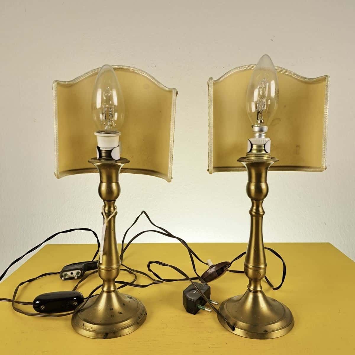 Pair Of Vintage Lamps With Metal Base photo Lighting