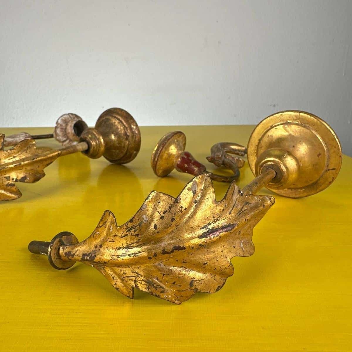 Vintage Wooden And Metal Candlesticks, 4 Pieces photo vintage