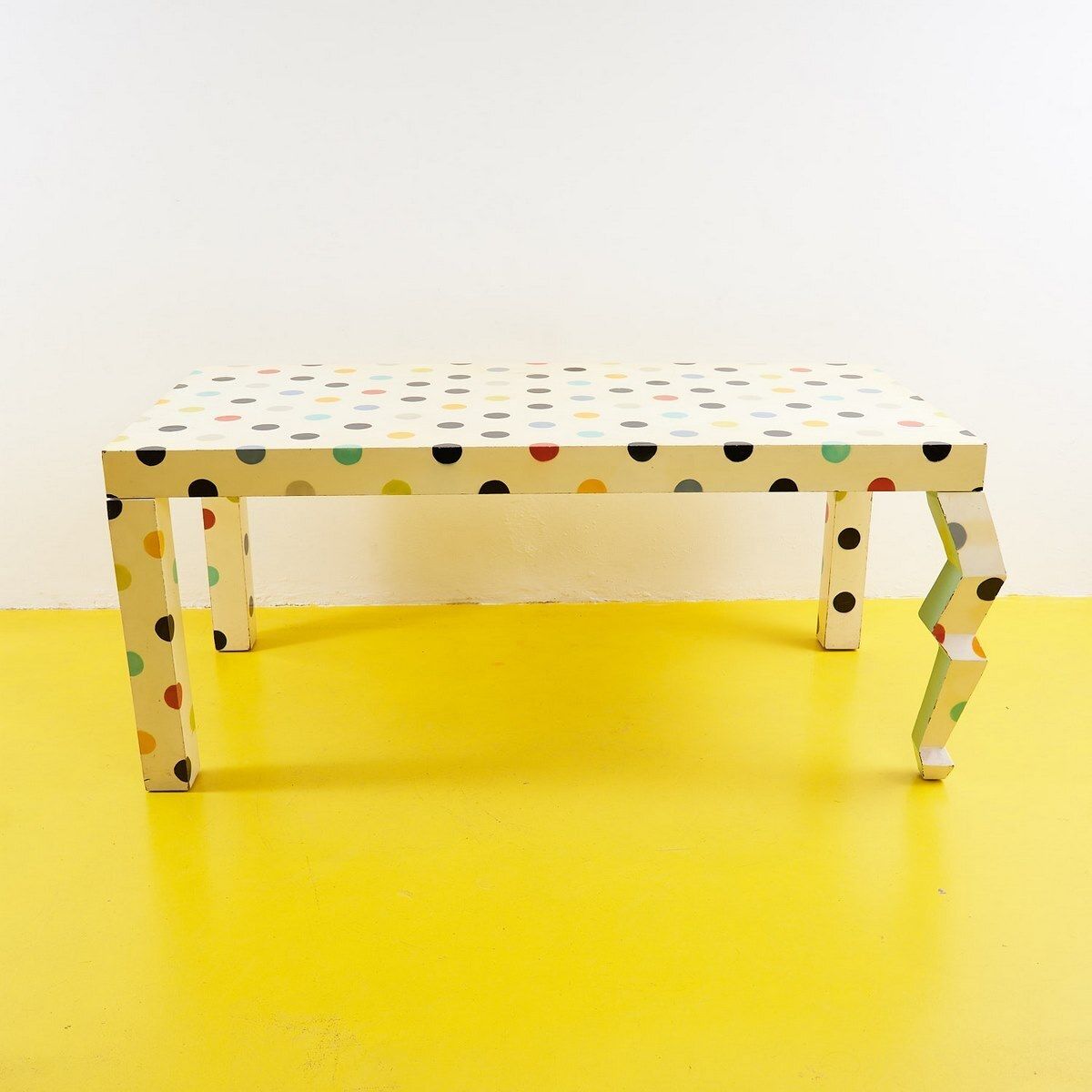 Design Table In Laminated Wood With Polka Dots, Seletti Piu Damien Hirst photo furniture