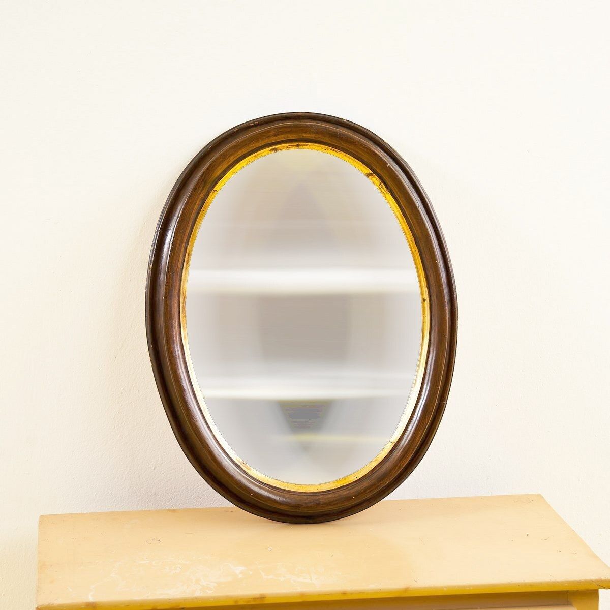 50's Oval Wooden Mirror, 1950s