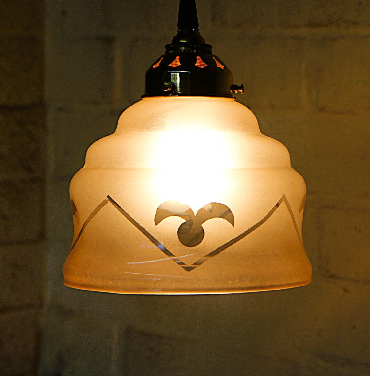 Ceiling Light Antique French Cafe Blush Pink Lampshade Etched With New Fittings photo furniture