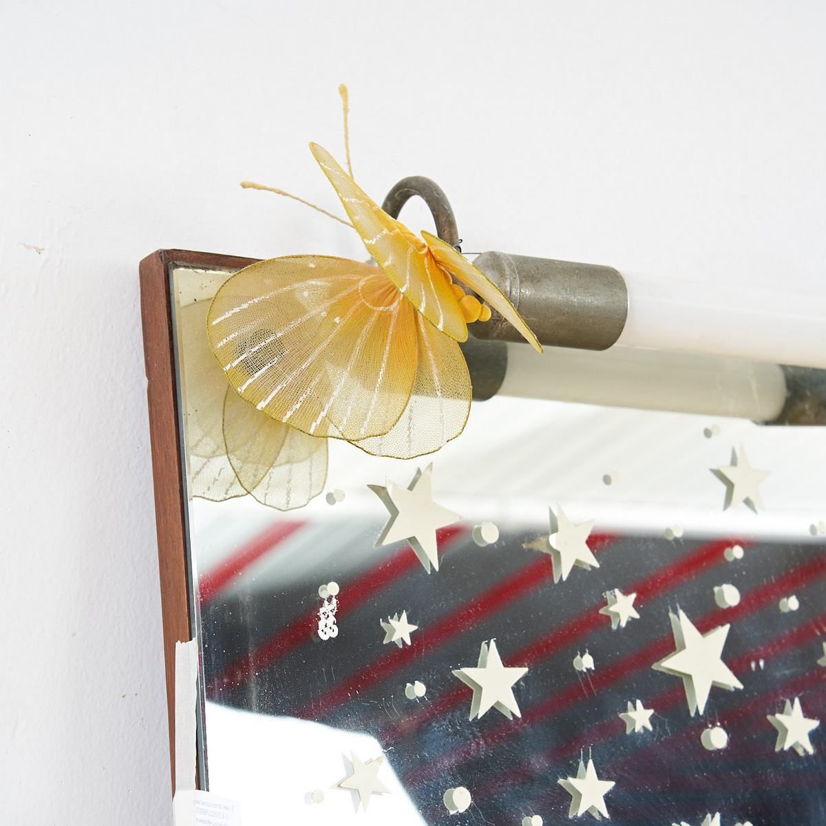 “Deco” Mirror With Light And Parchment Covering photo for sale