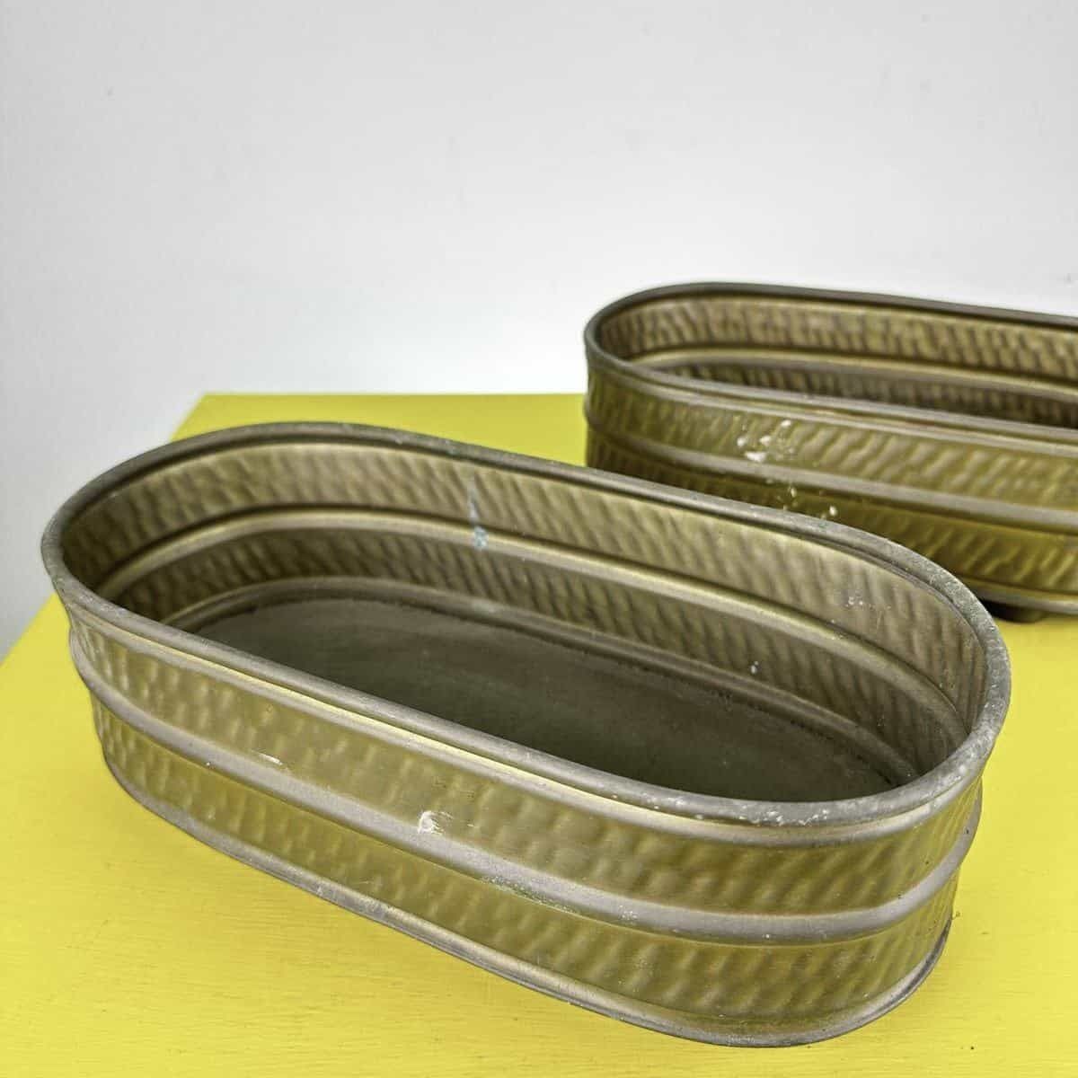 Pair Of Vintage Copper Oval Plant Pots photo for sale