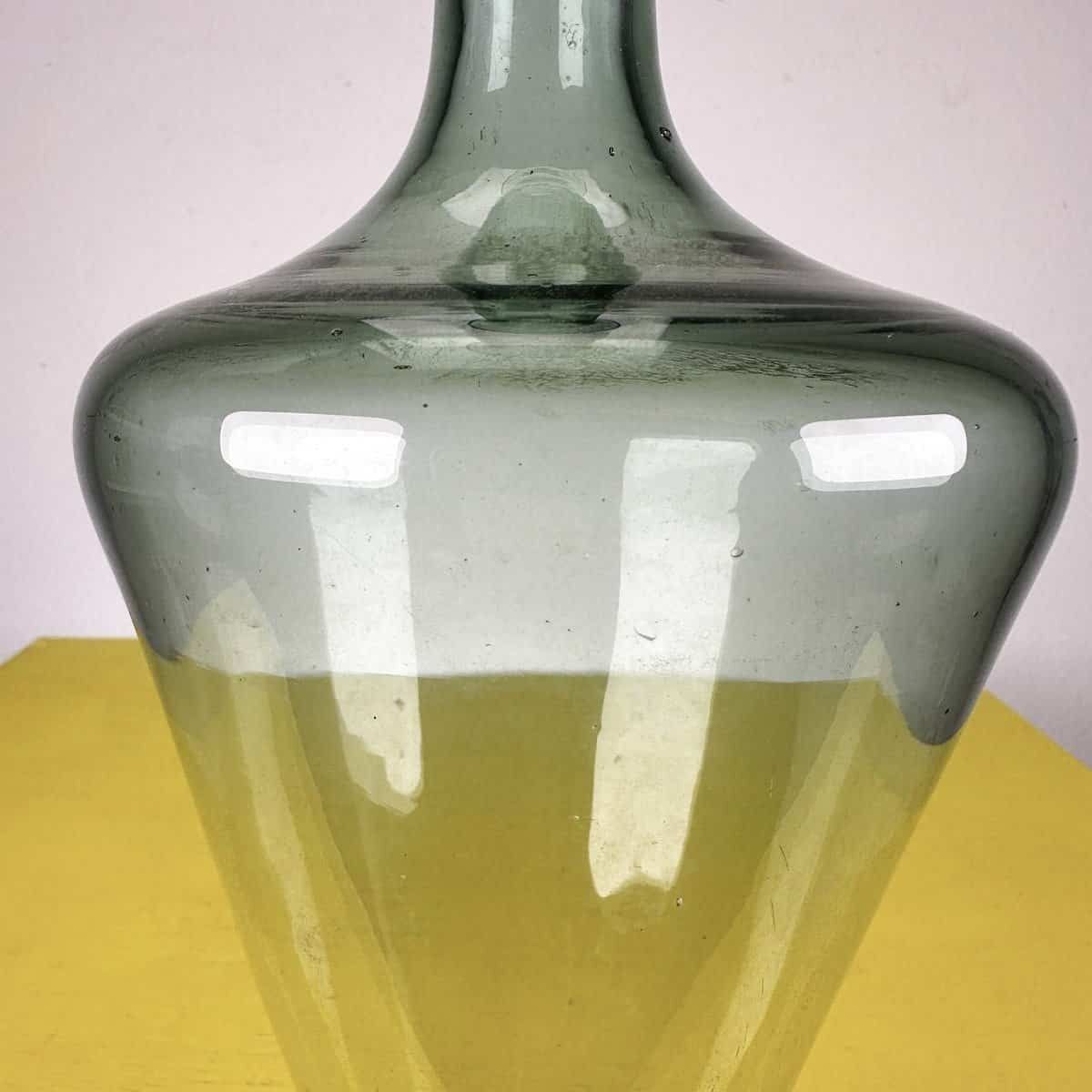 Vintage Green Blown Glass Cone Bottle photo for sale