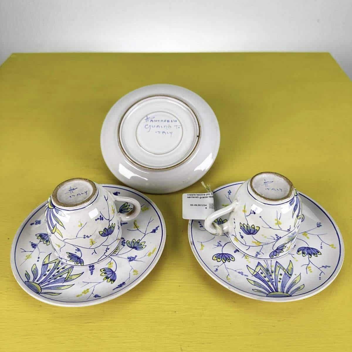 Pair Of Cups Plus 3 Saucers In Majolica Santarelli Gualdo Tadino photo 67.0