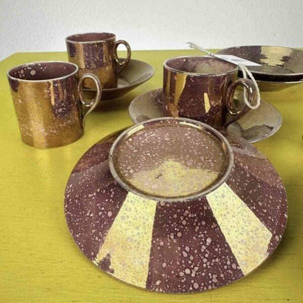 Ceramic Cups And Saucers Sarreguemines France photo vintage
