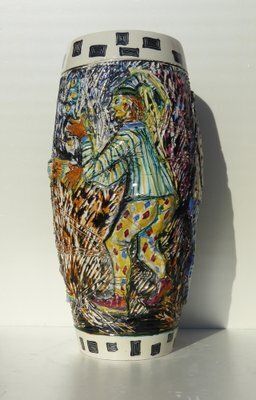 Ceramic Clowns Vase From Libertas Rsm, San Marino, Italy photo Home Decor