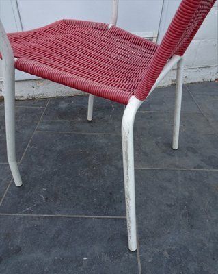 photo vintage Italian Pink Plastic Chairs From Scoubidou, 1950s, Set Of 6