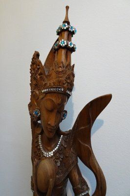 Large Balinese Hand Carved Coromandel Wooden Sculpture Of Dancer, Indonesia, 1920s 1940s photo Art