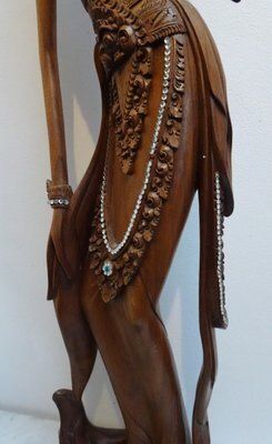 Large Balinese Hand Carved Coromandel Wooden Sculpture Of Dancer, Indonesia, 1920s 1940s photo 583.0