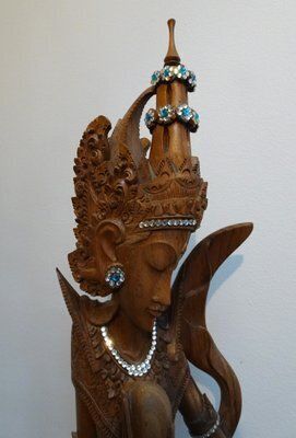 Large Balinese Hand Carved Coromandel Wooden Sculpture Of Dancer, Indonesia, 1920s 1940s photo buy