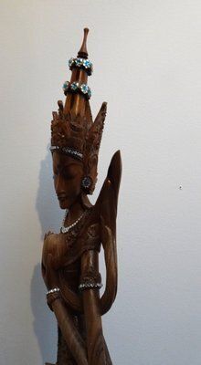 583.0 Large Balinese Hand Carved Coromandel Wooden Sculpture Of Dancer, Indonesia, 1920s 1940s photo