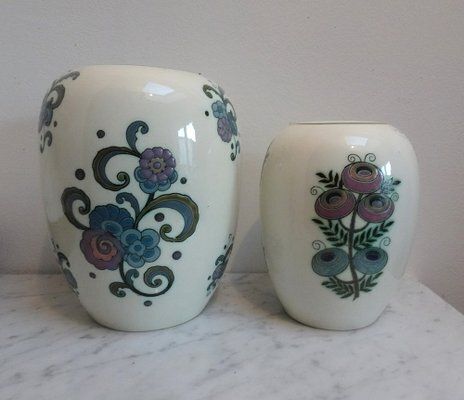 Art Deco Ceramic Vases By Faience De Nimy, Belgium, 1930s, Set Of 2 photo furniture