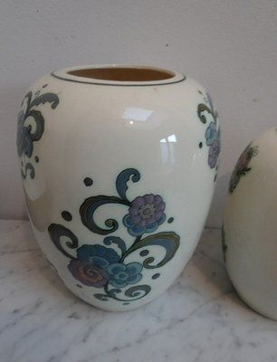Art Deco Ceramic Vases By Faience De Nimy, Belgium, 1930s, Set Of 2 photo vinterior