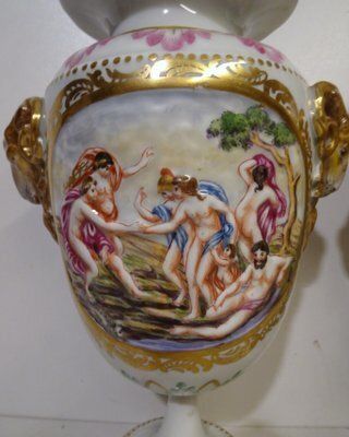 Antique 19th Century Porcelain Medici Lidded Vases From Capodimonte, 1890s, Set Of 2 photo furniture