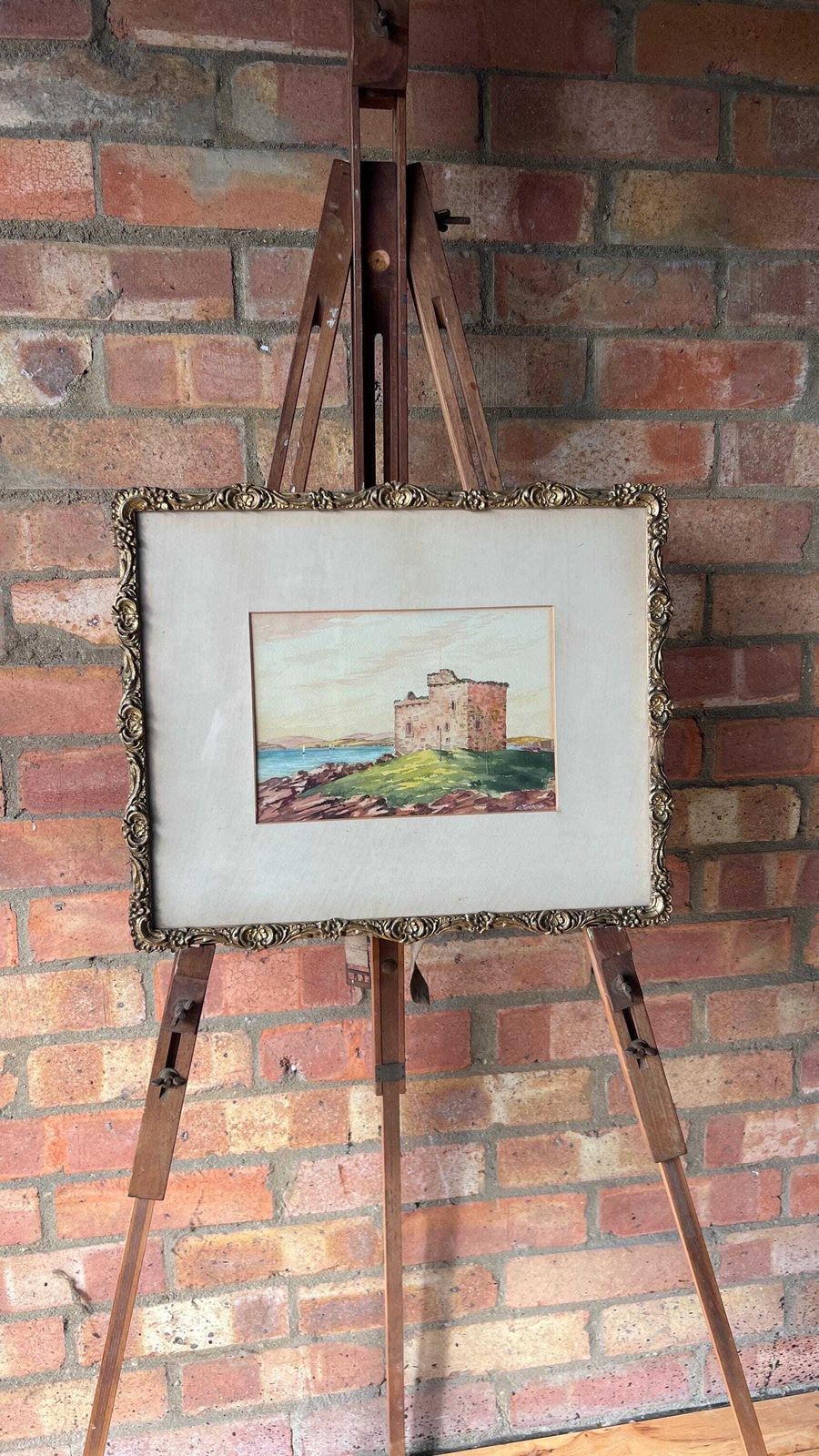 photo for sale Early 1900s Watercolour Painting Of A Coastal Castle By G. Porteous