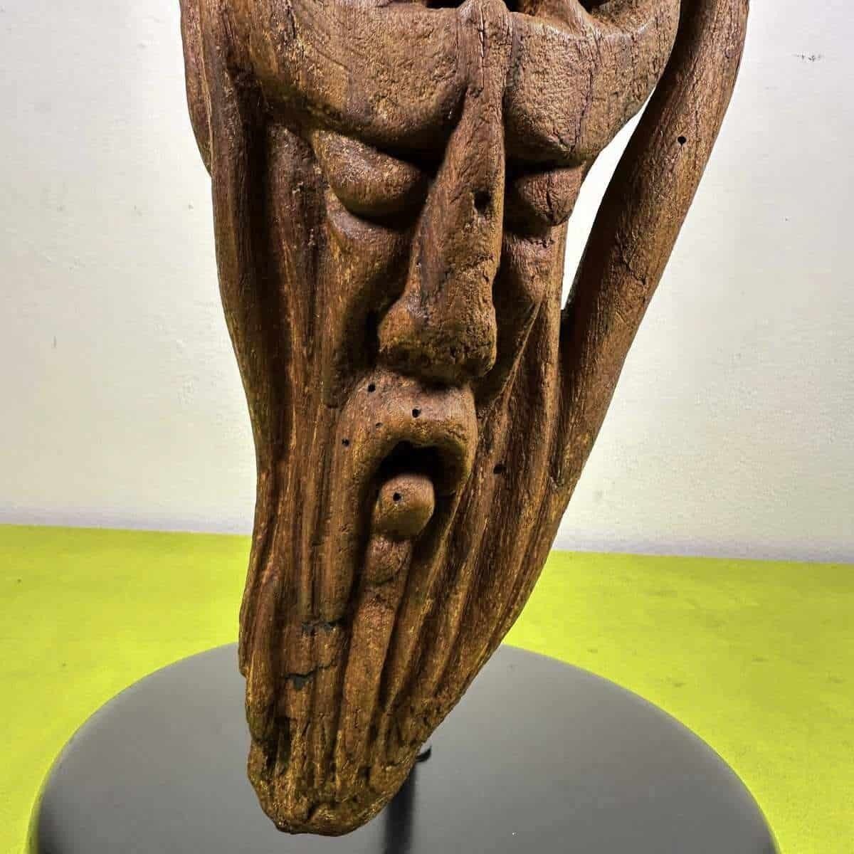 Vintage Sculpture Carved In Wood With Signature Rutilio photo Art