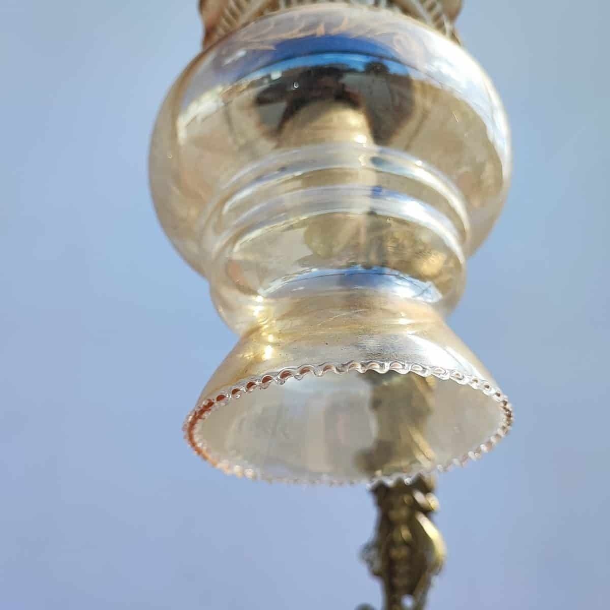 photo for sale Pair Of Metal, Ceramic And Glass Wall Lamps