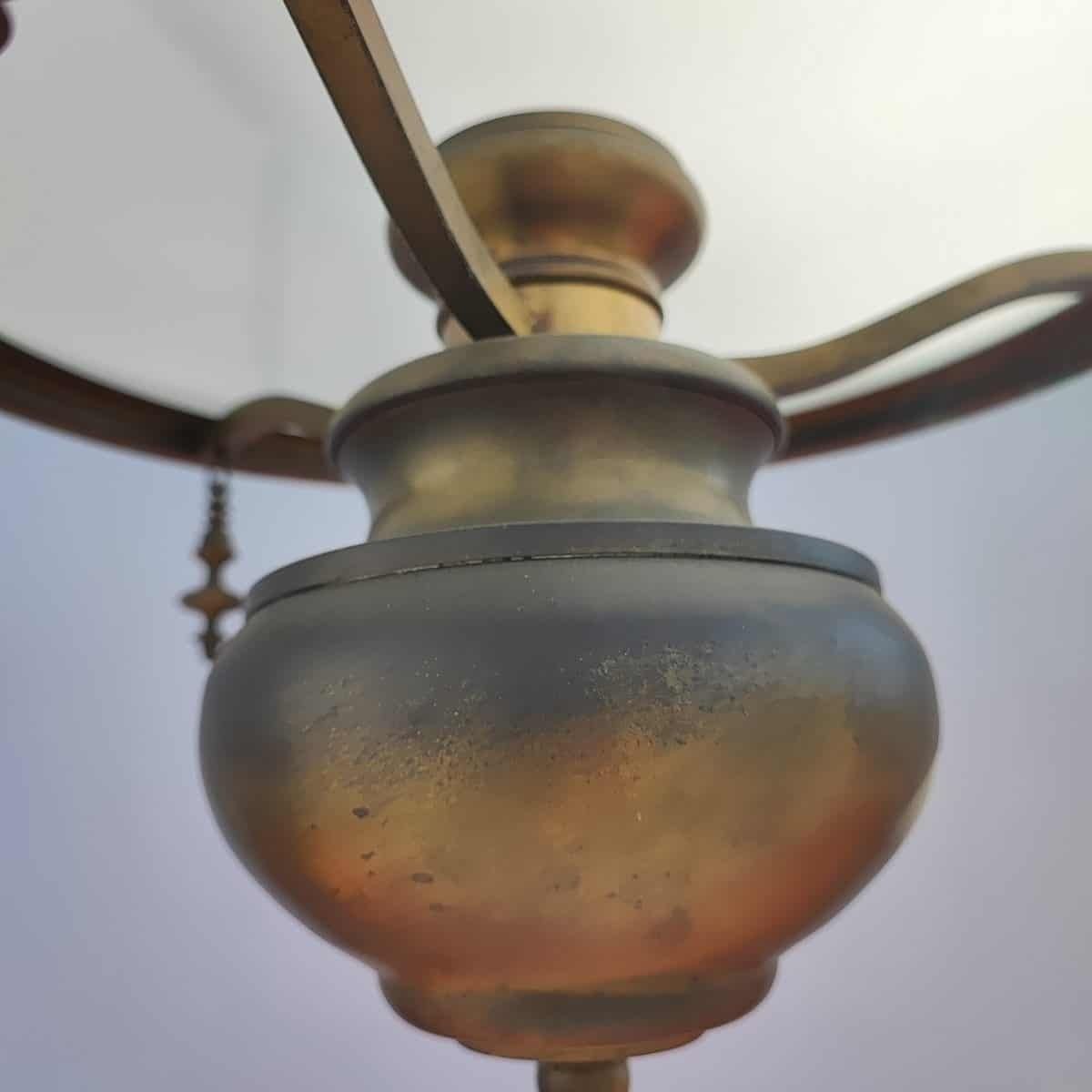 Opal Glass And Metal Chandelier photo for sale