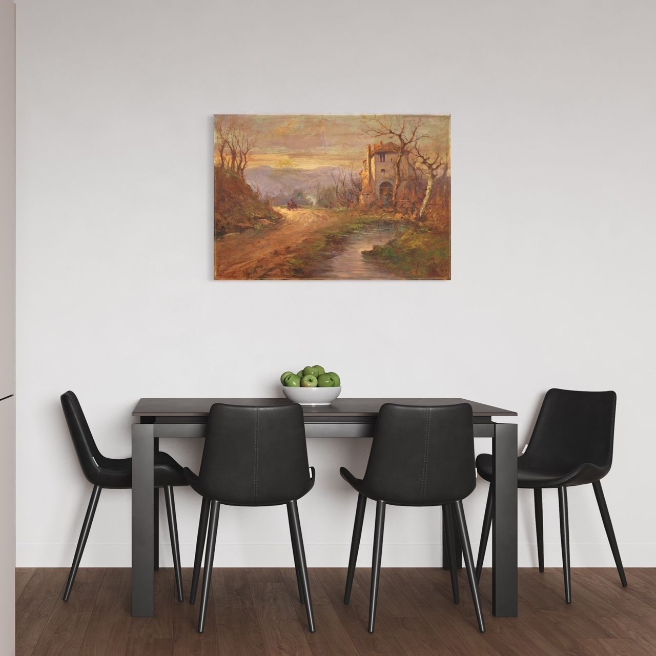 Landscape Signed Ferrari Oil On Board From The 1930s photo Art