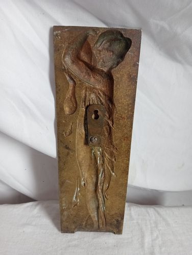 Art Nouveau Water Nymph Brass Plaque photo furniture