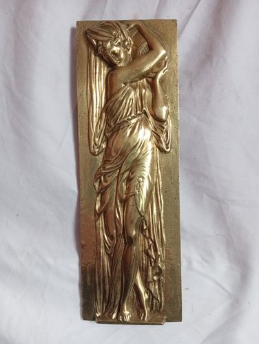 Art Nouveau Water Nymph Brass Plaque photo Art