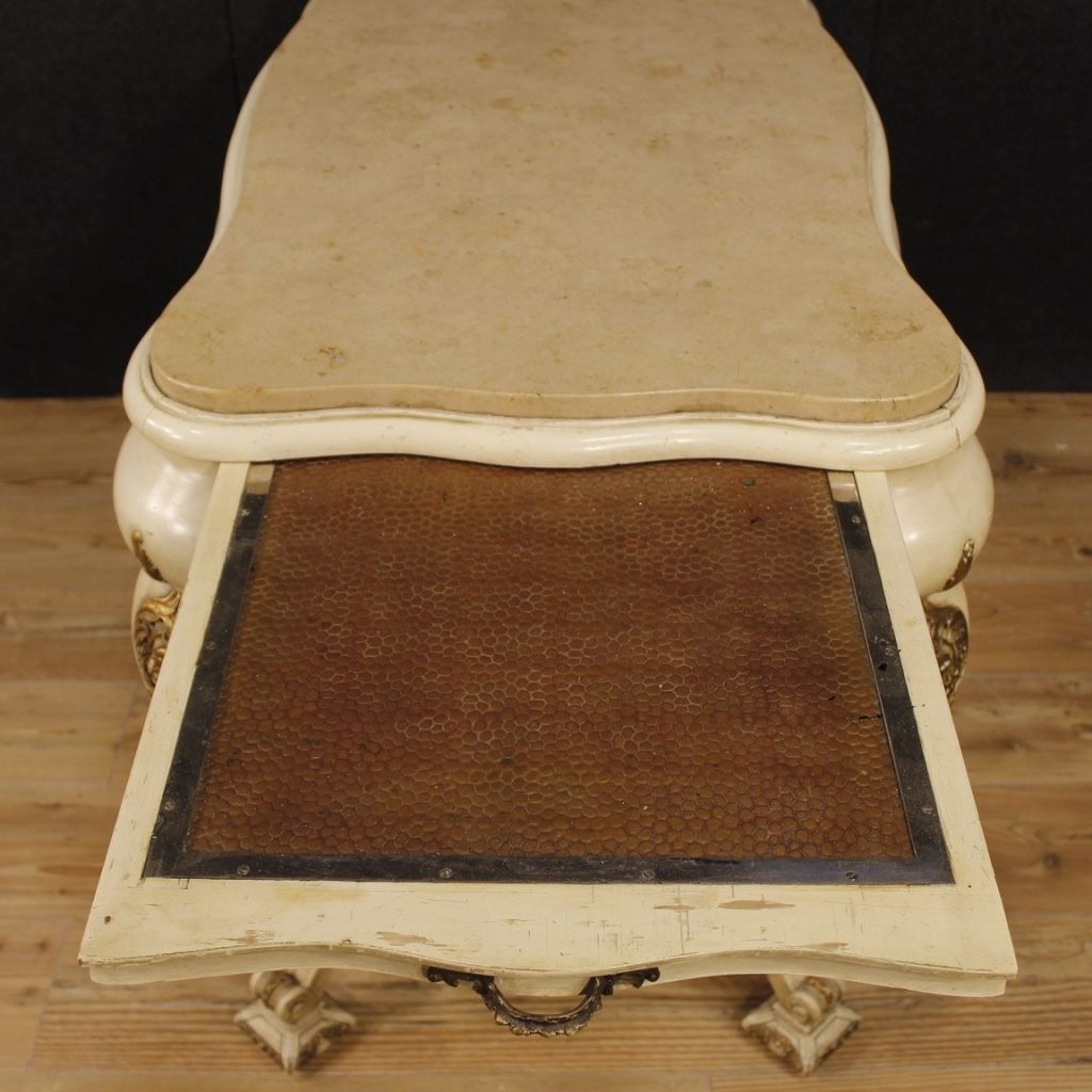 Furniture Dutch Lacquered And Gilded Table With Marble Top photo