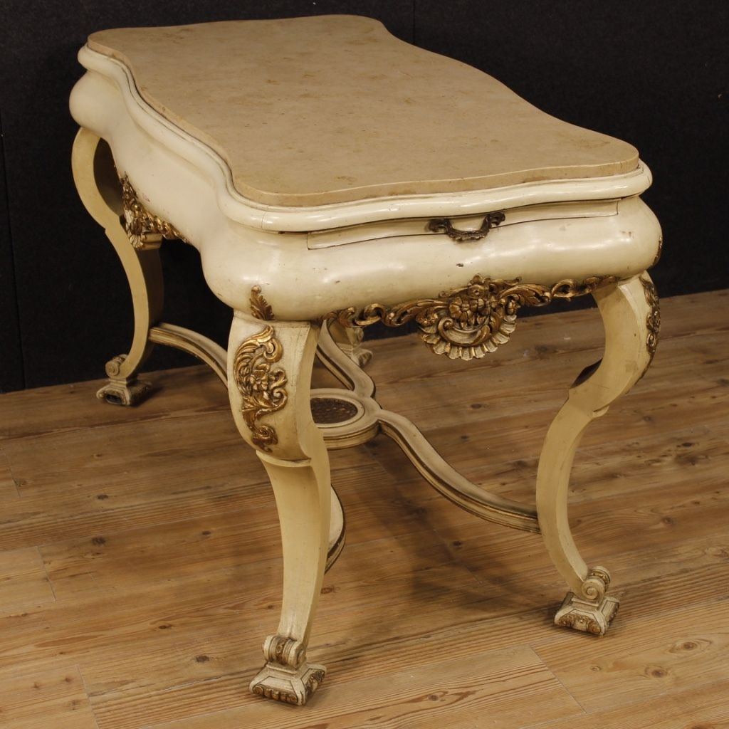 2600.0 Dutch Lacquered And Gilded Table With Marble Top photo