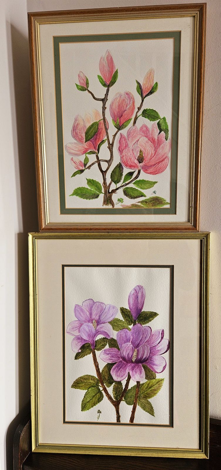 Pair Of Framed Floral Watercolours By Artist Anna Clover (1927   2024) photo furniture