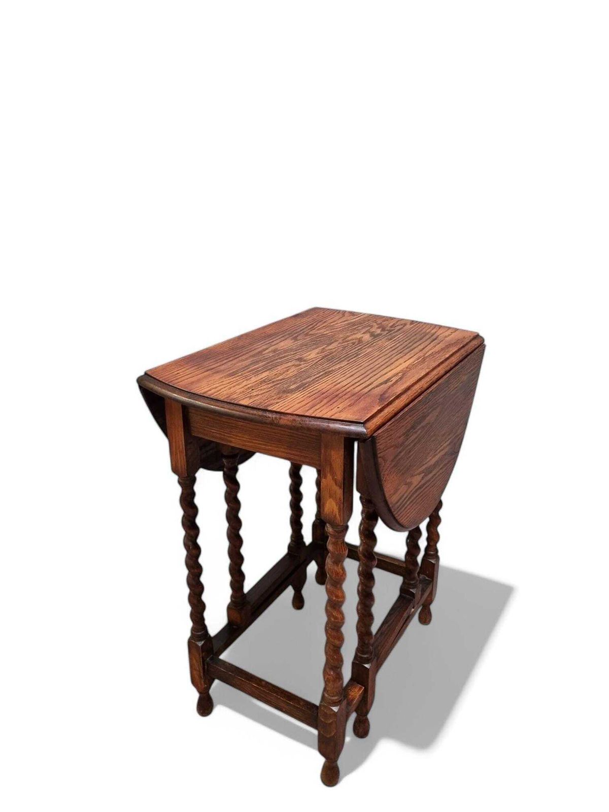 Antique English Drop Leaf Table / Barley Twist / 1890s 1900s photo vinterior