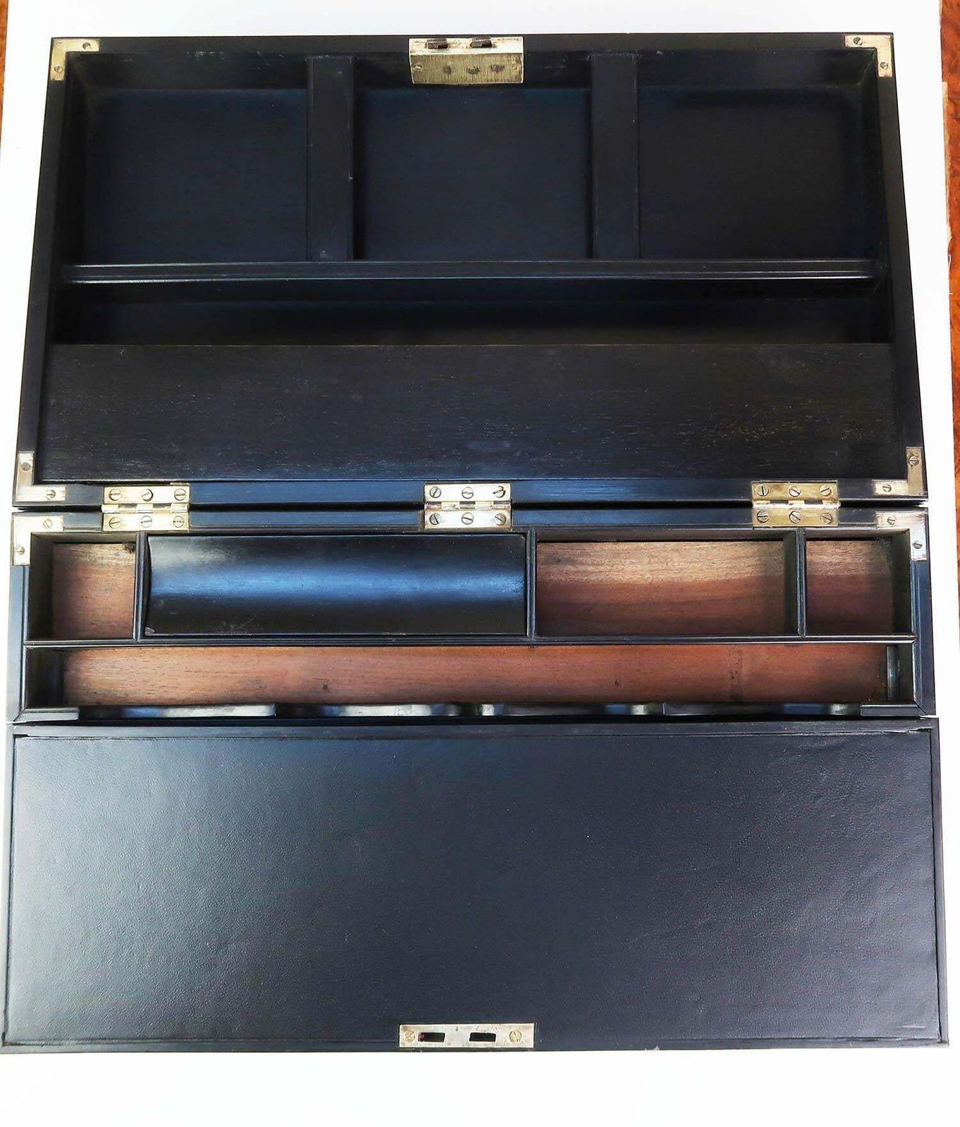 photo for sale Antique Anglo Indian Fluted Writing Box With Secret Drawers. Early 19th Century
