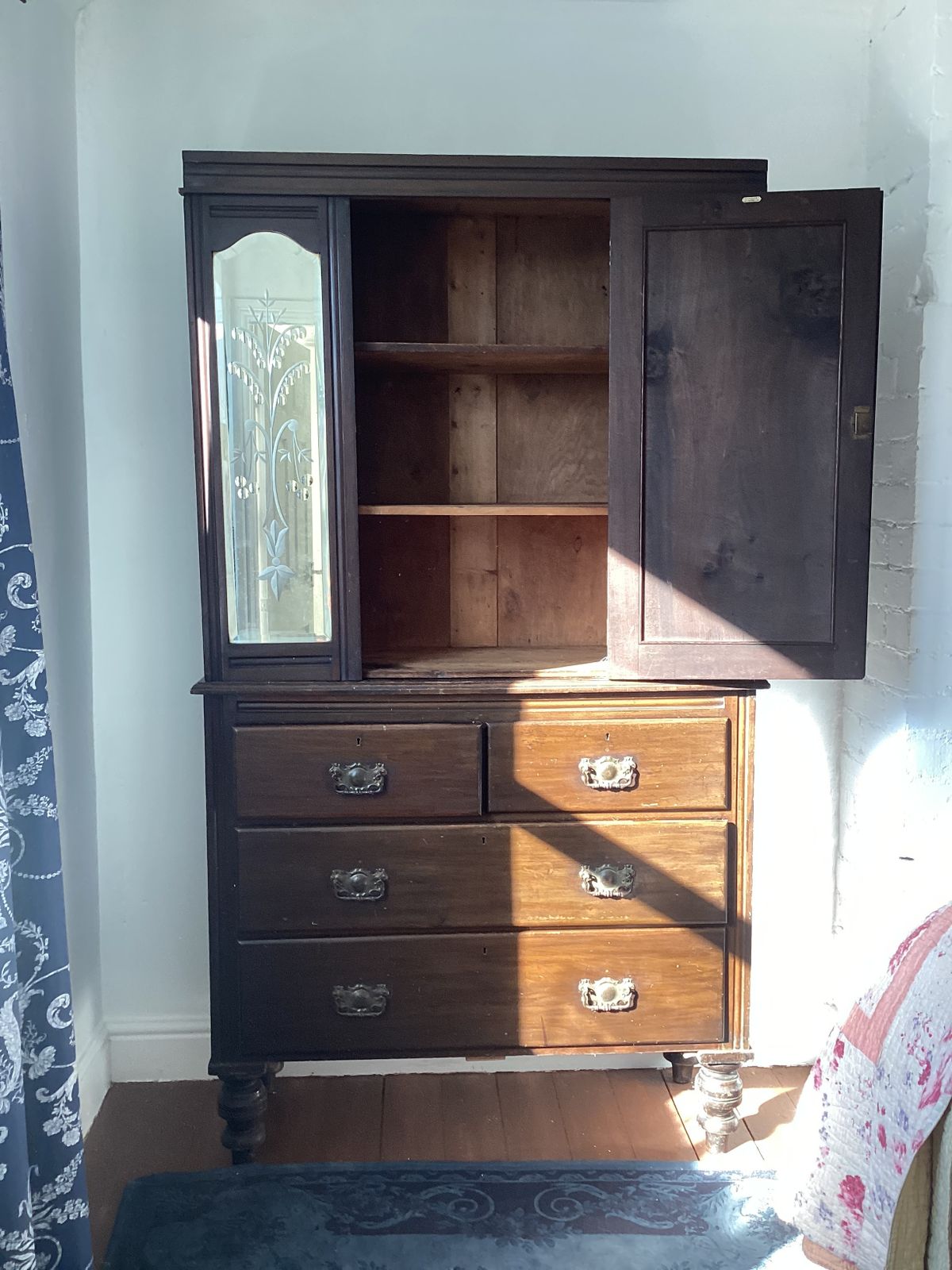 Beautiful Dark Wood Linen Press By Cws Cabinet Makers, Pelaw. photo 1350.0