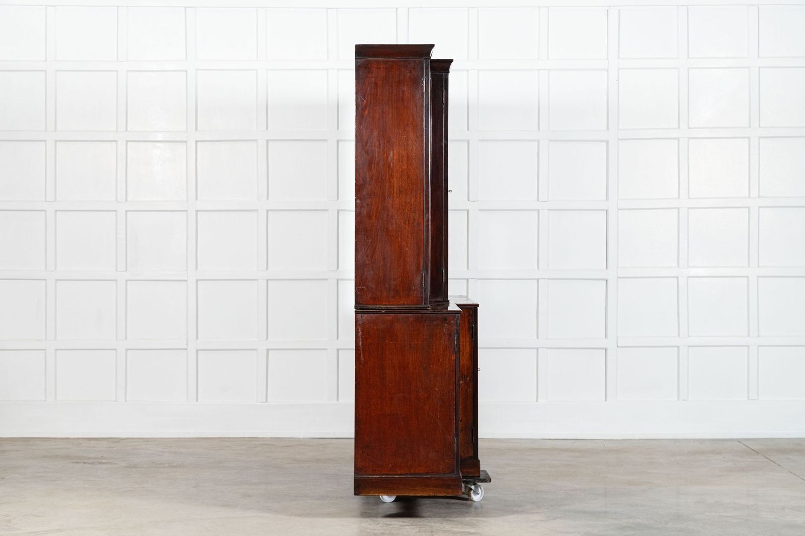 Monumental English Early 19thc Astral Arch Glazed Mahogany Breakfront Bookcase photo vintage